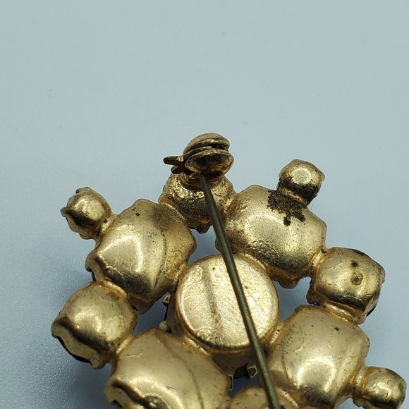 Shades of Blue Rhinestone Brooch Pin Prong Gold Tone Womens Jewelry‎ Fashion - Picture 8 of 12